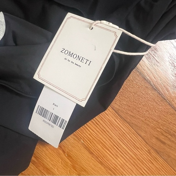 Zomoneti black one piece halter tie bathing suit NWT L - Picture 7 of 7